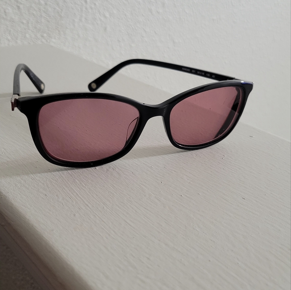 Nine West Stylish Black Sunglasses with Pink Lenses